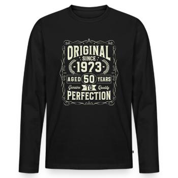 Original depuis 1973 50e anniversaire - T-shirt manches longues Premium bio Homme - noir - Devant - Nico (187cm)
