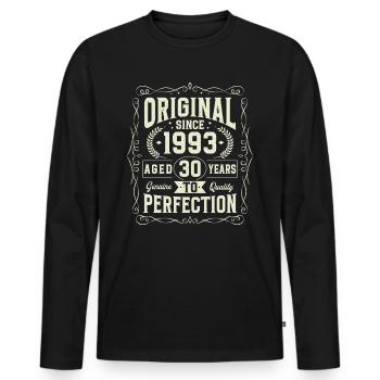 Original seit 1993 30 Jahre Geburtstag - Männer Premium Bio Langarmshirt - Schwarz - Vorne - Nico (187cm)