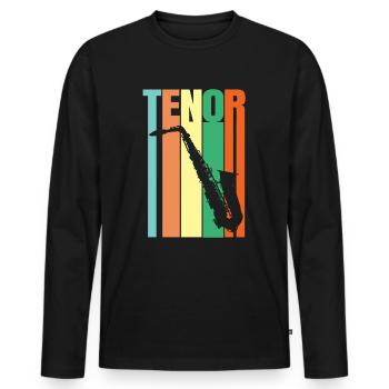 Geschenk Saxophonist Saxophon Tenor Shirt - Männer Premium Bio Langarmshirt - Schwarz - Vorne - Nico (187cm)