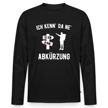 Ich kenn da ne Abkürzung - Männer Premium Bio Langarmshirt - Schwarz - Vorne - Nico (187cm)