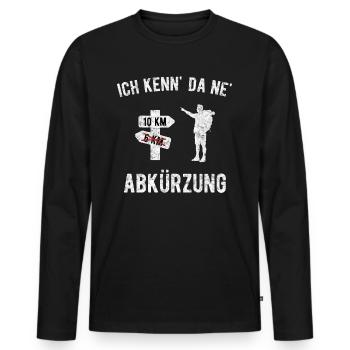 Ich kenn da ne Abkürzung - Männer Premium Bio Langarmshirt - Schwarz - Vorne - Nico (187cm)
