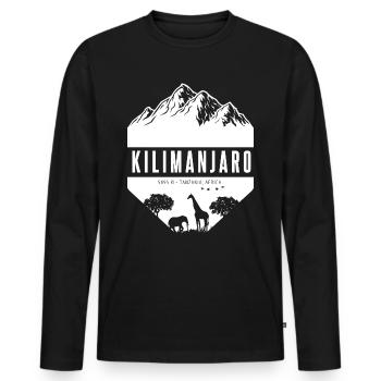 Tanzania - Men's Premium Organic Long Sleeve Shirt - black - Front - Nico (187cm)