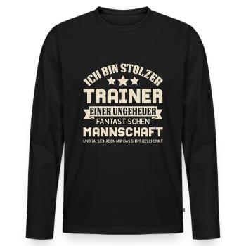 Sport coach football handball etc saying gift - Men's Premium Organic Long Sleeve Shirt - black - Front - Nico (187cm)