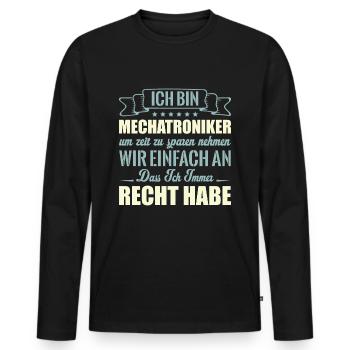 Mécatronicien Mécatronique KFz Mécanicien voitures - T-shirt manches longues Premium bio Homme - noir - Devant - Nico (187cm)