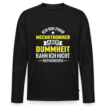 Disage drôle mécatronique - T-shirt manches longues Premium bio Homme - noir - Devant - Nico (187cm)