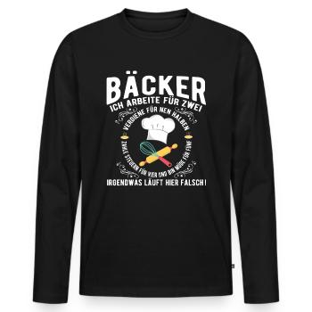 Bäcker Spruch - Männer Premium Bio Langarmshirt - Schwarz - Vorne - Nico (187cm)
