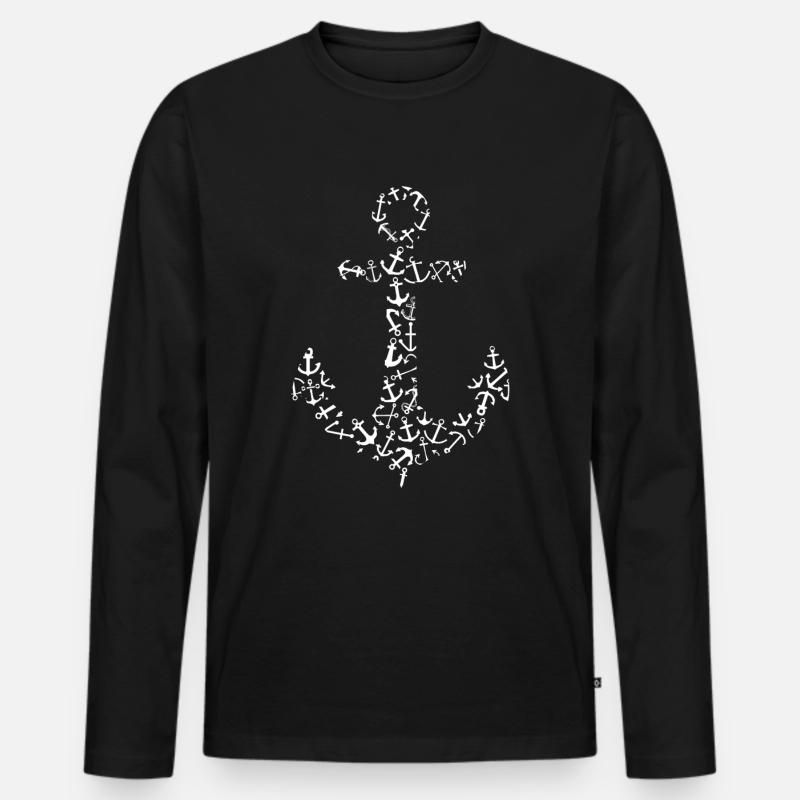 Anker - Männer Premium Bio Langarmshirt - Schwarz