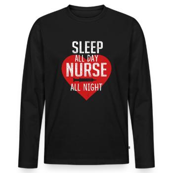 Night Shift Nurse design Overnight Nursing - Men's Premium Organic Long Sleeve Shirt - black - Front - Nico (187cm)