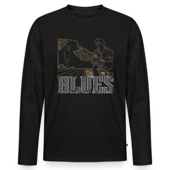 Musique blues - T-shirt manches longues Premium bio Homme - noir - Devant - Nico (187cm)