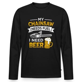 My chainsaw needs gasoline lumberjack - Men's Premium Organic Long Sleeve Shirt - black - Front - Nico (187cm)
