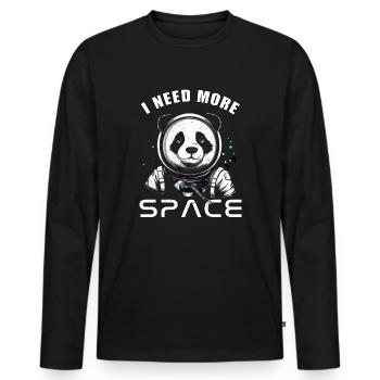 I Need More Space Astronaut Panda - Men's Premium Organic Long Sleeve Shirt - black - Front - Nico (187cm)