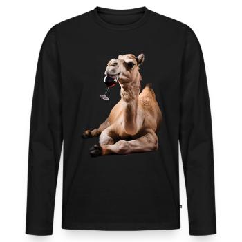 Kamel Wein - Männer Premium Bio Langarmshirt - Schwarz - Vorne - Nico (187cm)