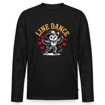 Hibou de danse en ligne Hibou drôle avec Stetson et bottes - T-shirt manches longues Premium bio Homme - noir - Devant - Nico (187cm)