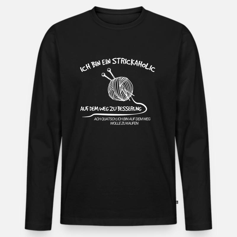 Stricken - Männer Premium Bio Langarmshirt - Schwarz