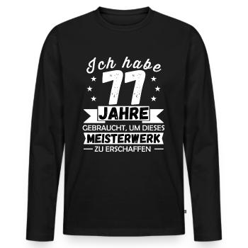 77. Geburtstag Meisterwerk 77 Jahre Geschenk - Männer Premium Bio Langarmshirt - Schwarz - Vorne - Nico (187cm)