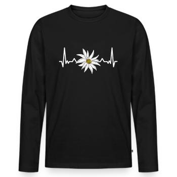 Heartbeat Alpes d’Edelweiss - T-shirt manches longues Premium bio Homme - noir - Devant - Nico (187cm)
