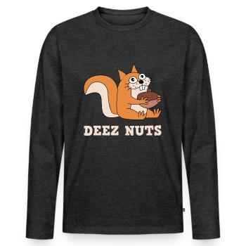 Deez Nuts Eichhörnchen - Männer Premium Bio Langarmshirt - Anthrazit meliert - Vorne - Nico (187cm)