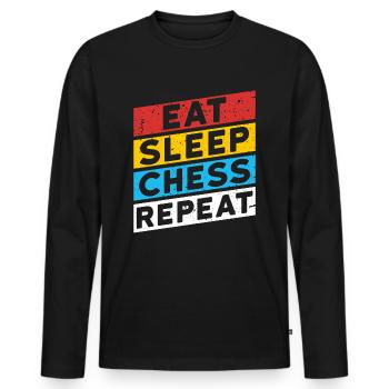 | D’ÉCHECS MANGER DORMIR CHESS RÉPÉTER - T-shirt manches longues Premium bio Homme - noir - Devant - Nico (187cm)