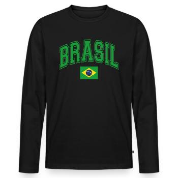 Brésil - T-shirt manches longues Premium bio Homme - noir - Devant - Nico (187cm)