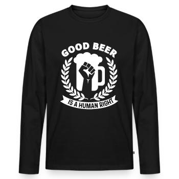 Bonne bière égalité des droits de l’homme tasse de bière poing - T-shirt manches longues Premium bio Homme - noir - Devant - Nico (187cm)