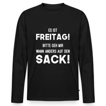 Freitag Sack Nerven - Männer Premium Bio Langarmshirt - Schwarz - Vorne - Nico (187cm)