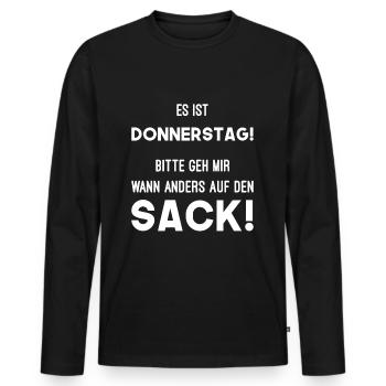 Donnerstag Sack Nerven - Männer Premium Bio Langarmshirt - Schwarz - Vorne - Nico (187cm)