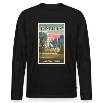 Affiche rétro souvenir du parc national de Yosemite - T-shirt manches longues Premium bio Homme - noir - Devant - Nico (187cm)