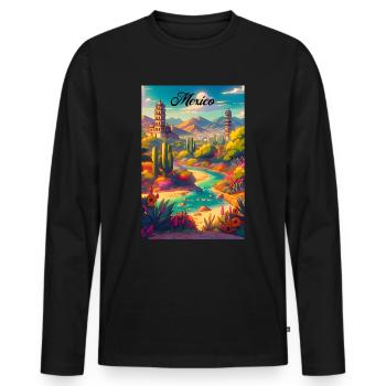 Mexico Desert Retro Poster Vintage Souvenir - Men's Premium Organic Long Sleeve Shirt - black - Front - Nico (187cm)