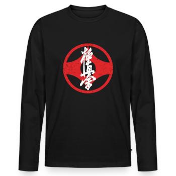Kyokushin Kaikan Kyokushinkai Karate - T-shirt manches longues Premium bio Homme - noir - Devant - Nico (187cm)