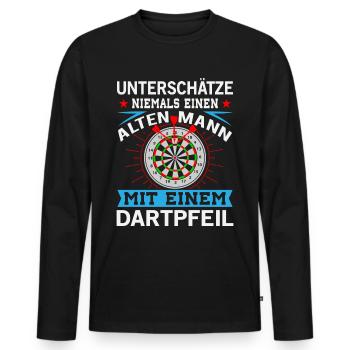 Dart Darts Bullseye Dartspieler Dartboard Geschenk - Männer Premium Bio Langarmshirt - Schwarz - Vorne - Nico (187cm)