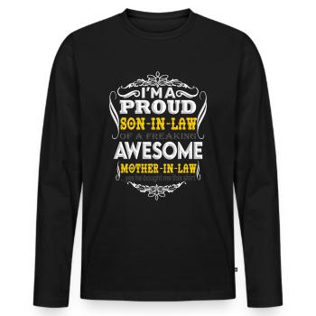Stolzer Schwiegersohn einer großartigen Schwiegermutter - Männer Premium Bio Langarmshirt - Schwarz - Vorne - Nico (187cm)