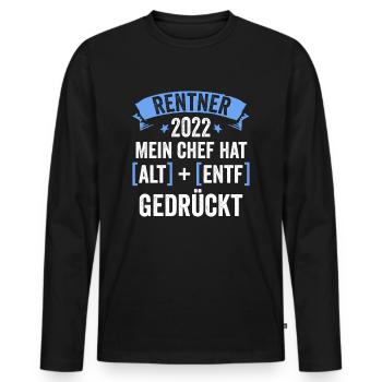 Ich gehe in Rente 2022 - Männer Premium Bio Langarmshirt - Schwarz - Vorne - Nico (187cm)