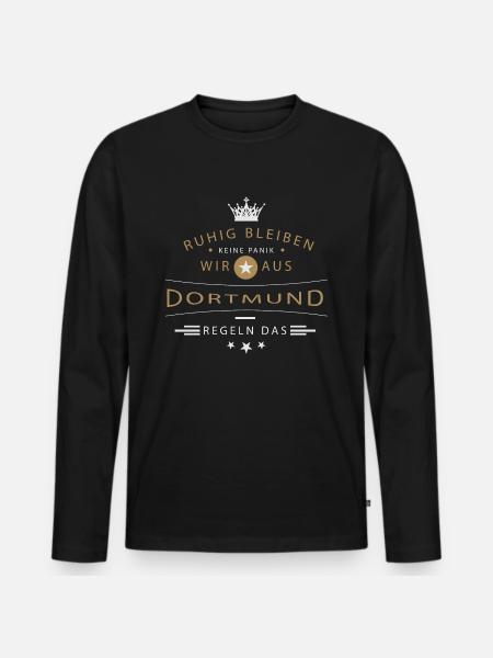 Ruhig bleiben Dortmund - Männer Premium Bio Langarmshirt - Schwarz