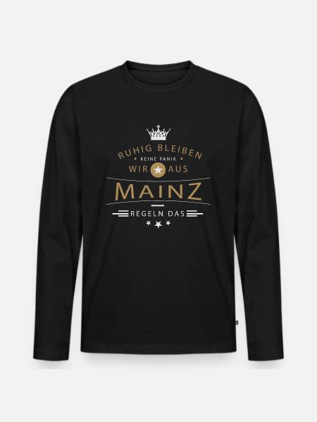 Ruhig bleiben Mainz - Männer Premium Bio Langarmshirt - Schwarz