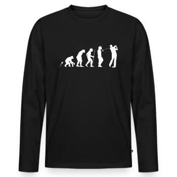 Golfen Evolution witziges Fun Shirt - Männer Premium Bio Langarmshirt - Schwarz - Vorne - Nico (187cm)