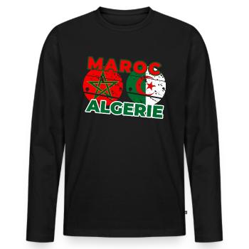Maroc Algérie - T-shirt manches longues Premium bio Homme - noir - Devant - Nico (187cm)