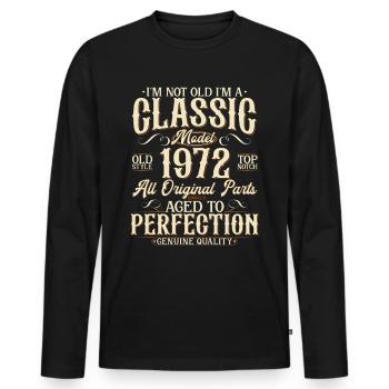 Né en 1972 Vintage Vintage Cadeau d’anniversaire - T-shirt manches longues Premium bio Homme - noir - Devant - Nico (187cm)