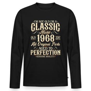 Born in 1968 Vintage Vintage Birthday Gift - Men's Premium Organic Long Sleeve Shirt - black - Front - Nico (187cm)