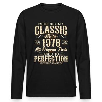 1978 Vintage Born Vintage Cadeau d’anniversaire - T-shirt manches longues Premium bio Homme - noir - Devant - Nico (187cm)