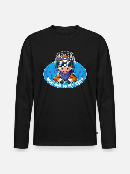 MOO-SIC TO MY EARS - Men's Premium Organic Long Sleeve Shirt - black