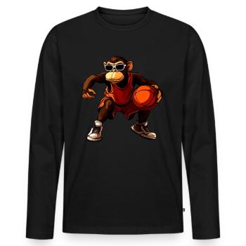 Singe Basket-ball - T-shirt manches longues Premium bio Homme - noir - Devant - Nico (187cm)