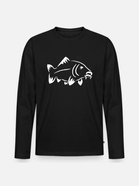 Fish logo - carp - Men's Premium Organic Long Sleeve Shirt - black