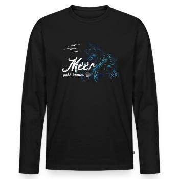 Meer geht immer - Männer Premium Bio Langarmshirt - Schwarz - Vorne - Nico (187cm)
