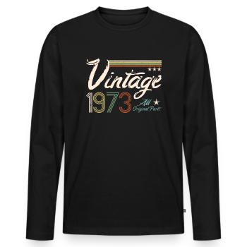 Millésime 1973 - 47e anniversaire - T-shirt manches longues Premium bio Homme - noir - Devant - Nico (187cm)