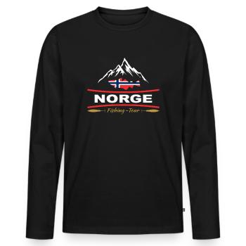 Norway Fishing Trip - Men's Premium Organic Long Sleeve Shirt - black - Front - Nico (187cm)