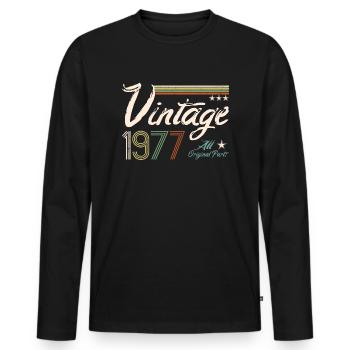 Vintage 1977- 43e anniversaire rétro - T-shirt manches longues Premium bio Homme - noir - Devant - Nico (187cm)