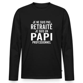 Je ne suis pas retraité je suis un papi - T-shirt manches longues Premium bio Homme - noir - Devant - Nico (187cm)