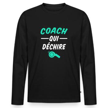 coach qui déchire - T-shirt manches longues Premium bio Homme - noir - Devant - Nico (187cm)