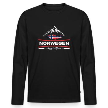 Pêche en Norvège - T-shirt manches longues Premium bio Homme - noir - Devant - Nico (187cm)