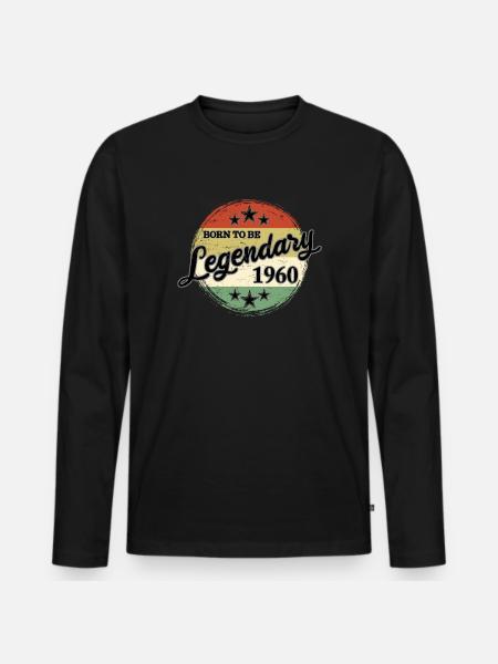 Geboren 1960 um legendär zu sein – Geburtstag - Männer Premium Bio Langarmshirt - Schwarz